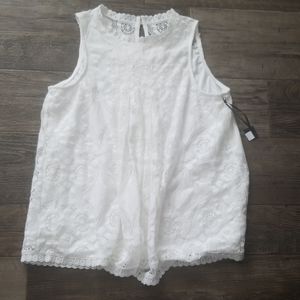 NWT Lace Tank Ivory Lined Boutique High Neck Med